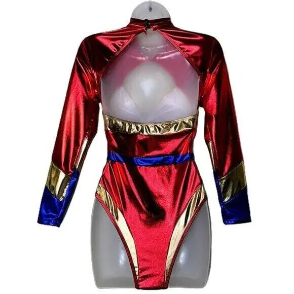 New‎ Small Wonder Woman Halloween Costume Bodysuit Superhero Feminist Cosplay - Picture 5 of 5
